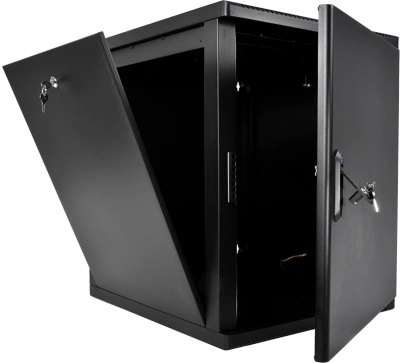 Шкаф коммутационный ЦМО (ШРН-М-15.650.1-9005) настенный 15U 600x650мм пер.дв.металл направл.под закл.гайки 120кг черный 581мм 27.36кг 180град. 745мм IP20 сталь