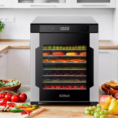 Сушка для фруктов и овощей Kitfort КТ-1965 30под. 900Вт нержавеющая сталь