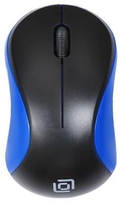 Мышь Оклик 605SW черный/синий оптическая 1200dpi беспров. USB для ноутбука 3but (384109)