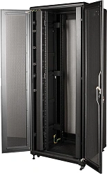 Шкаф серверный Lanmaster (TWT-CBB-47U-8X10-P1) напольный 47U 800x1000мм пер.дв.перфор. задн.дв.перфор.2-хст. 2 бок.пан. 800кг черный 926мм 131.2кг 2277мм IP20 металл
