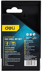 Набор сверл Deli DH-MHZ013-ED1 по металлу (13пред.) для шуруповертов/дрелей