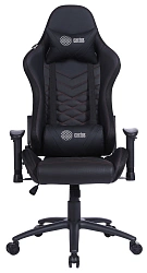 Кресло игровое Cactus CS-CHR-0099BLR с RGB-подсветкой черный/красный экокожа с подголов. крестов. сталь