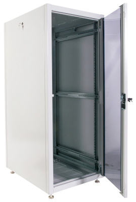 Шкаф серверный ЦМО (ШТК-Э-24.6.10-13АА) напольный 24U 600x1000мм пер.дв.стекл металл 2 бок.пан. направл.под закл.гайки 540кг серый 915мм 66кг 180град. 1187мм IP20 сталь