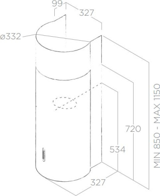 Вытяжка каминная Elica Stone IX/A/33 нержавеющая сталь управление: кнопочное (1 мотор)