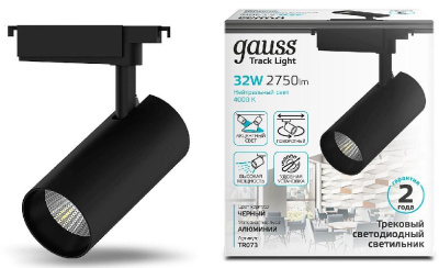 Светильник Gauss TR073 4000K цв.св.:белый нейтральный черный