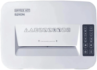 Шредер Office Kit S210N 3,9x38 белый (секр.P-4) фрагменты 16лист. 35лтр. скрепки скобы пл.карты CD