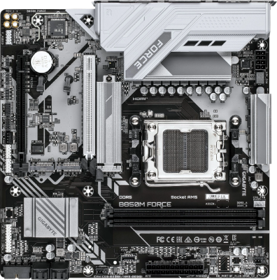 Материнская плата Gigabyte B850M FORCE SocketAM5 AMD B850 2xDDR5 mATX AC`97 8ch(7.1) 2.5Gg RAID+HDMI+DP