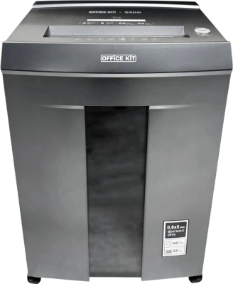 Шредер Office Kit S300 0,8x5 черный (секр.P-7) фрагменты 8лист. 33лтр. пл.карты CD