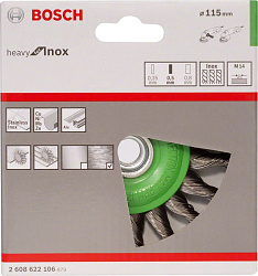 Щетка дисковая по мет. Bosch 2608622106 d=115мм d(посад.)=14мм (шлифовальные машины) (упак.:1шт)