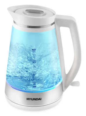 Чайник электрический Hyundai HYK-G3037 1.9л. 3000Вт белый/прозрачный корпус: стекло/пластик