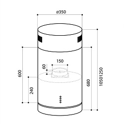 Вытяжка каминная Lex Tubo Isola 350 INOX нержавеющая сталь управление: кнопочное (1 мотор)