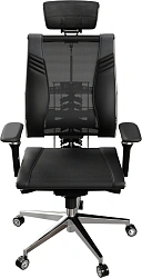Кресло руководителя эргономичное Метта Yoga Spine Triumph L2 (M06) черный сиденье черный сет./экокожа с подголов. крестов.5-луч. металл хром