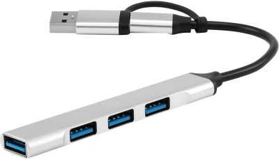 Разветвитель USB-C + USB-A Digma DHUB-4USB-AC-2.0 4порт. серебристый