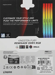 Память DDR4 4x32GB 3600MHz Kingston KF436C18RB2AK4/128 Fury Renegade RGB RTL Gaming PC4-28800 CL18 DIMM 288-pin 1.35В dual rank с радиатором Ret