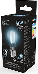 Лампа светодиодная Gauss Filament 102902212 12Вт цок.:E27 груша 185B св.свеч.бел.нейт. грушевидная (упак.:1шт)