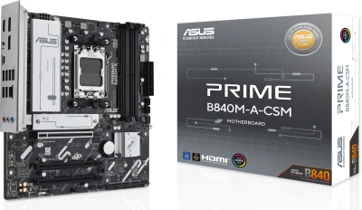 Материнская плата Asus PRIME B840M-A-CSM SocketAM5 AMD B840 4xDDR5 mATX AC`97 8ch(7.1) 2.5Gg RAID+VGA+HDMI+DP