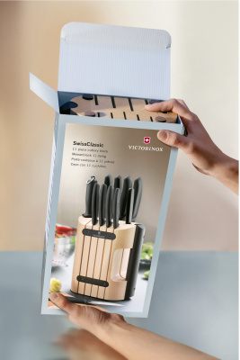 Набор ножей кухон. Victorinox Swiss Classic 6.7153.11 компл.:11предм. с подставкой черный подар.коробка