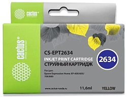 Картридж струйный Cactus CS-EPT2634 26XL желтый (12.4мл) для Epson Expression Home XP-600/605/700/800 с чипом