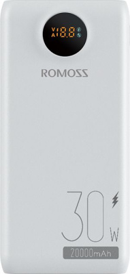 Мобильный аккумулятор Romoss SW20S Pro 20000mAh QC3.0 30W 5A 2xUSB-A/USB-C белый (1746355)