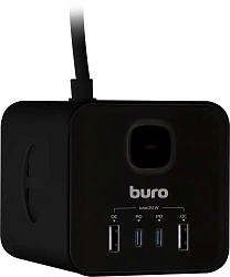 Сетевой удлинитель Buro BU-PTE4.1UC-Plus-B 1.5м (4 розетки) черный (коробка)