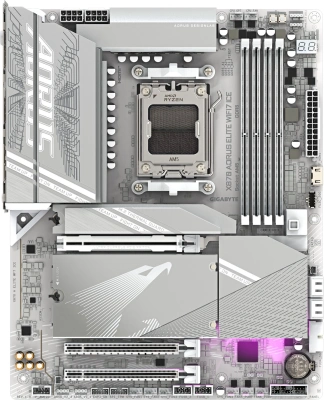Материнская плата Gigabyte X870E AORUS ELITE WIFI7 ICE SocketAM5 AMD X870E 4xDDR5 ATX AC`97 8ch(7.1) 2.5Gg RAID+HDMI