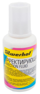 Жидкость коррект. Silwerhof Classic 443032 на основе растворителя кисточка белый 20мл