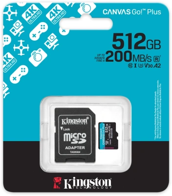 Флеш карта microSDXC 512GB Kingston SDCG4/512GB Canvas Go! Plus V10 A2 + adapter