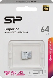 Флеш карта microSDXC 64GB Silicon Power SP064GBSTXDA2V20 Superior w/o adapter