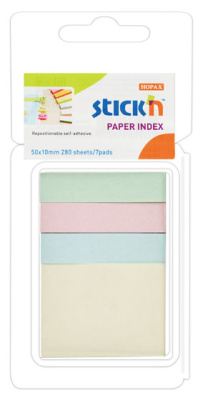 Закладки самокл. индексы бумажные Stick`n 21616 4цв.в упак. 40лист 12x50мм+38x50мм блистер