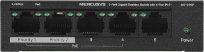 Коммутатор Mercusys MS105GP (L2) 5x1Гбит/с 4PoE+ 65W неуправляемый