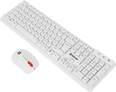 Клавиатура + мышь Defender Milan C-992 клав:белый мышь:белый/красный USB беспроводная Multimedia (45994)