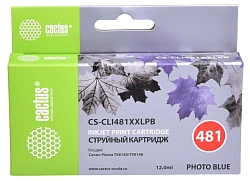 Картридж струйный Cactus CS-CLI481XXLPB CLI-481XLPB фото голубой (12.2мл) для Canon Pixma TS8140/TS9140 с чипом
