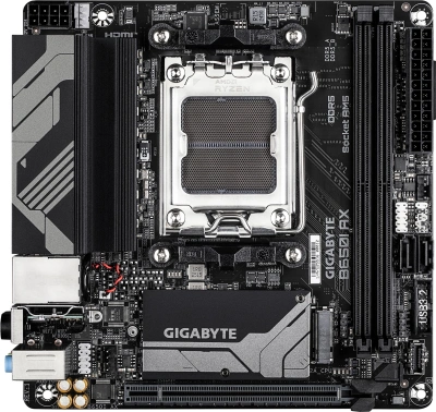 Материнская плата Gigabyte B650I AX SocketAM5 AMD B650 2xDDR5 mini-ITX AC`97 8ch(7.1) 2.5Gg RAID+HDMI+DP