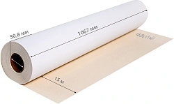 Холст Cactus CS-MC400-106715 42"(A0+) 1067мм-15м/400г/м2/белый хлопок для струйной печати втулка:50.8мм (2")