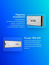 Накопитель SSD A-Data PCIe 4.0 x4 2TB AGAMMIXS60-2T-CS Gammix S60 XPG M.2 2280