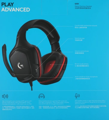 Наушники с микрофоном Logitech G331 черный/красный 2м мониторные оголовье (981-000758)