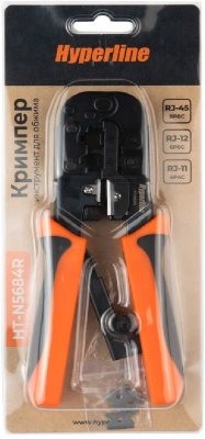 Инструмент обжимной Hyperline HT-N5684R для RJ-45/RJ-12/RJ-11 синий/оранжевый