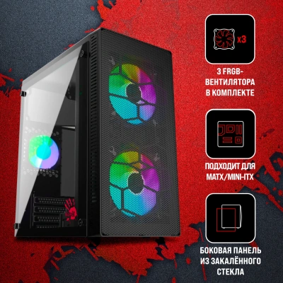Корпус Bloody BD-CC101F черный без БП mATX 1x80mm 1x92mm 2xUSB2.0 1xUSB3.0 audio