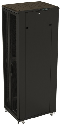 Шкаф серверный Hyperline TTBR-4281-DD-RAL9004 напольный 42U 800x1000мм пер.дв.перфор.2ств. задн.дв.перфор.2-хст. 2 бок.пан. 800кг черный 910мм 133кг 2055мм 20 сталь