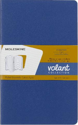 Блокнот Moleskine VOLANT QP721B41M17 Large 130х210мм 96стр. линейка мягкая обложка синий/желтый янтарный (2шт)