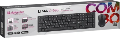Клавиатура + мышь Defender Lima C-993 клав:черный мышь:черный USB беспроводная Multimedia (45993)