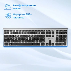 Клавиатура Оклик 890S серый/черный USB slim Multimedia (1784239)