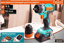 Шуруповерт Sturm! CD3618T аккум. патрон:быстрозажимной (кейс в комплекте)