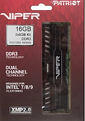 Память DDR3 2x8Gb 1600MHz Patriot PV316G160C0K Viper 3 RTL PC3-12800 CL10 DIMM 240-pin 1.5В dual rank с радиатором Ret