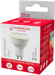 Лампа светодиодная Thomson TH-B2055 10Вт цок.:GU10 полусф. 220B св.свеч.бел.теп. MR16 (упак.:1шт)