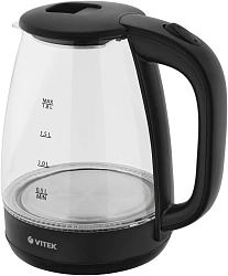 Чайник электрический Vitek VT-7004 1.8л. 1850Вт прозрачный/черный корпус: стекло/пластик