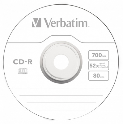 Диск CD-R Verbatim 700Mb 52x Slim case (1шт) (43347)