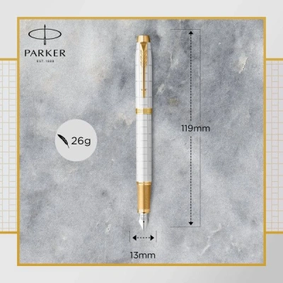 Ручка перьев. Parker IM Premium F318 (2143649) Pearl GT F сталь нержавеющая подар.кор.