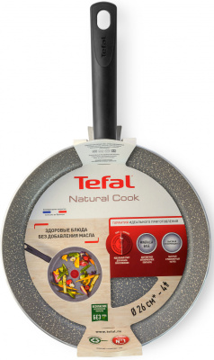 Сковорода Tefal Natural Cook 04211126 круглая 26см ручка несъемная (без крышки) серый (9100046095)