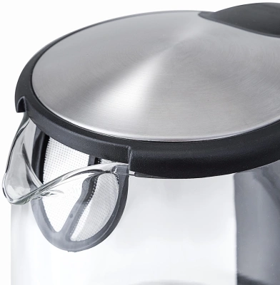 Чайник электрический Kitfort КТ-619 1.7л. 2200Вт серебристый/черный корпус: стекло/металл